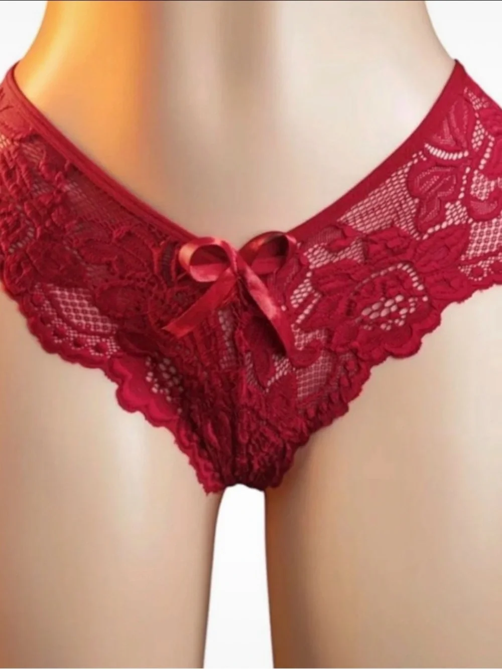 Sexy Red Lace Babydoll Lingerie Set Sheer Chemise Nightwear Sleepwear Women